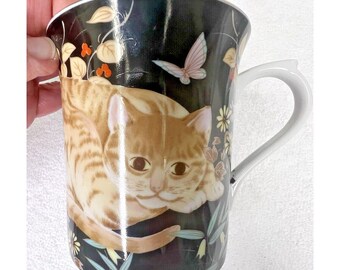1984 Cathy Takahashi San Francisco Cat Kitten Flowers Coffee Mug