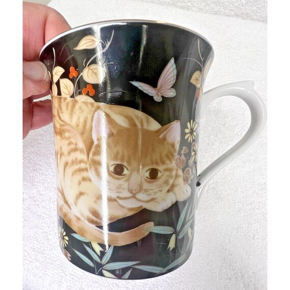 1969年 CATHY CAT 箱付 1984 Cathy Takahashi San Francisco Cat Kitten Flowers Coffee Mug