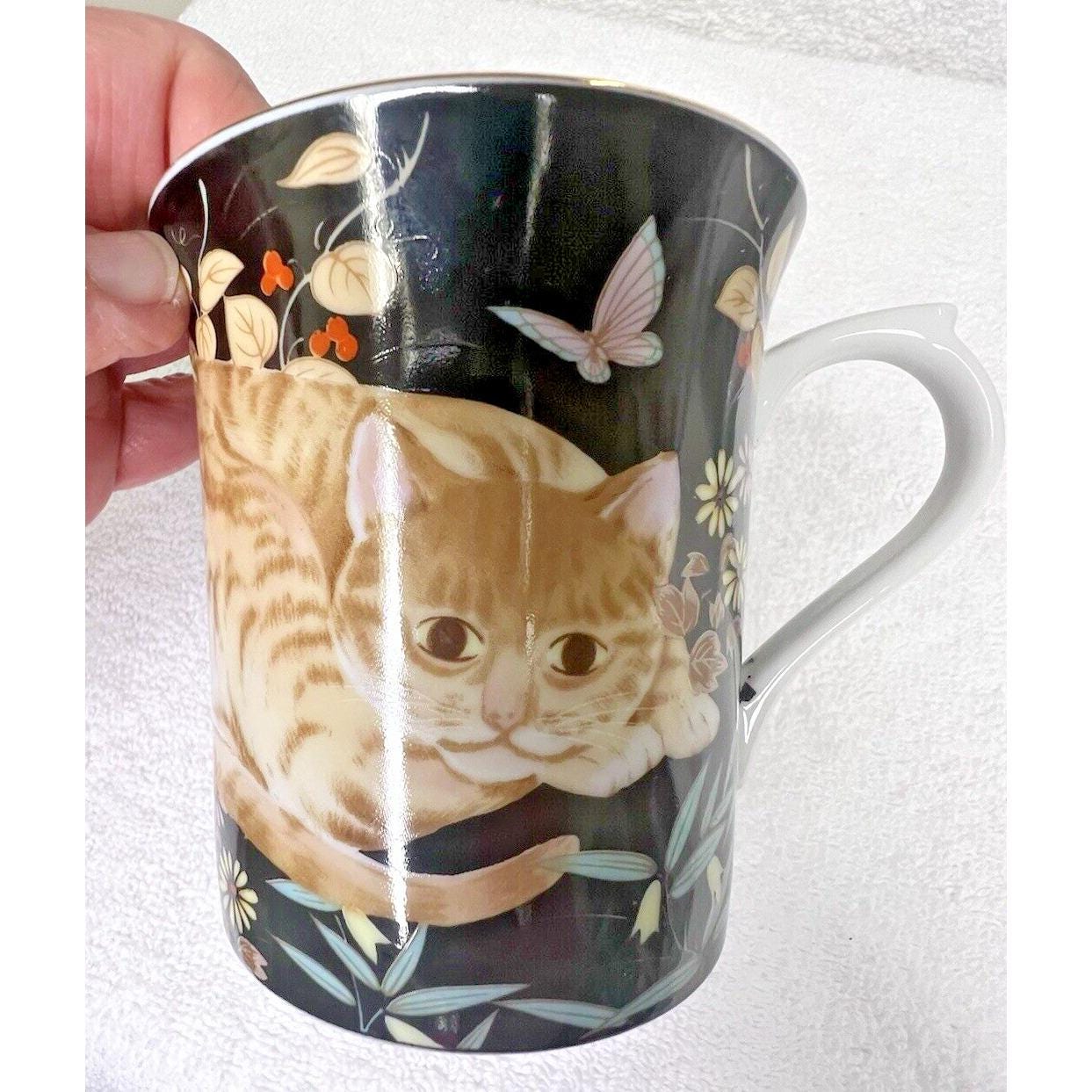 1984 Cathy Takahashi San Francisco Cat Kitten Flowers Coffee Mug