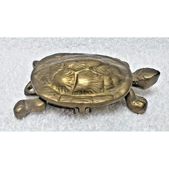 Vintage Solid Brass Turtle Box Hinged w Detailed … - image 4