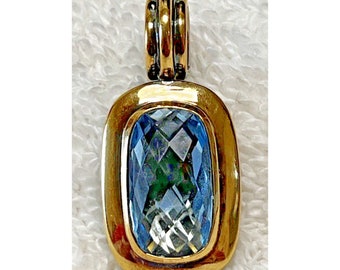 David Yurman Albion Blue Topaz Enhancer in 18k & Sterling Silver Larger 1 3/8 In