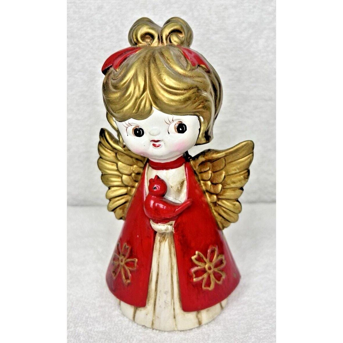 Vintage Holt Howard Angel Red Bird Christmas Figurine 7 1/2