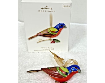Hallmark Christmas Ornament No 8 Painted Bunting Bird Series Original Box