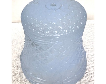 Vintage Blue Opaline Deco Quilted Diamond Molded Bow Boudoir Lamp Slip Shade