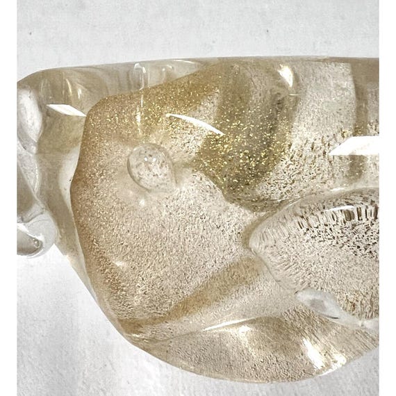 Vintage Murano Italian Clear Art Glass Gold Specks Inside Whale