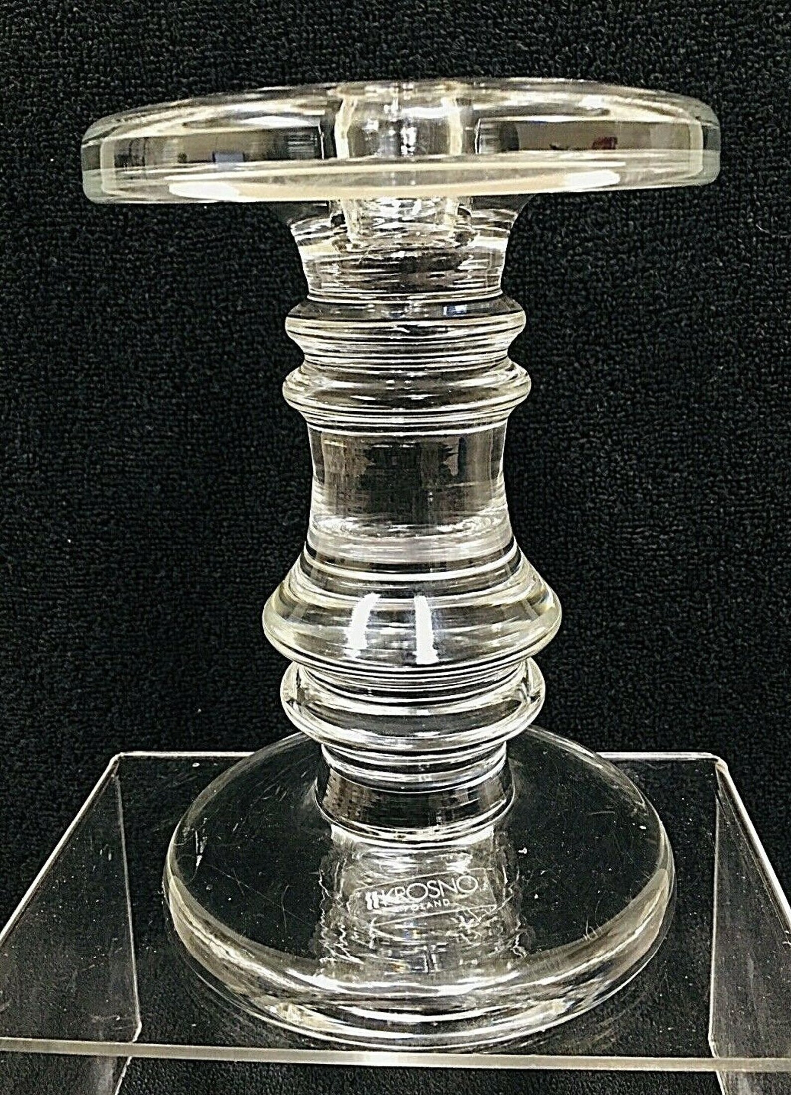 KROSNO Poland Crate & Barrel Heavy Clear Glass CANDLE HOLDER Etsy