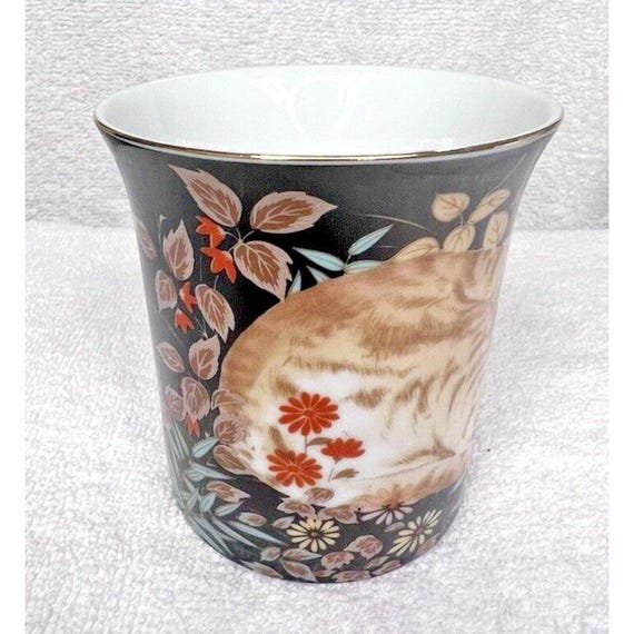1984 Cathy Takahashi San Francisco Cat Kitten Flowers Coffee Mug