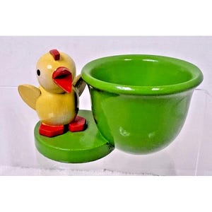 Vintage Germany Easter Baby Chick Egg Cup Wood Erzgebirge Style Veb Holzwaren