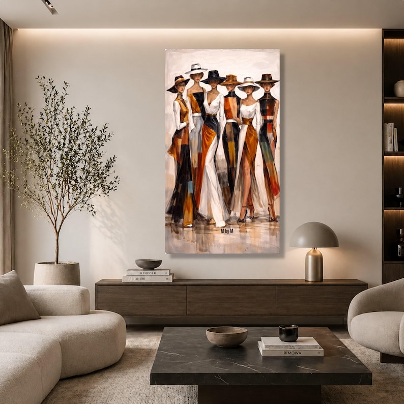 Elegant Fashion Models Canvas Wall Art, Modern Women Portraits, Chic ...
