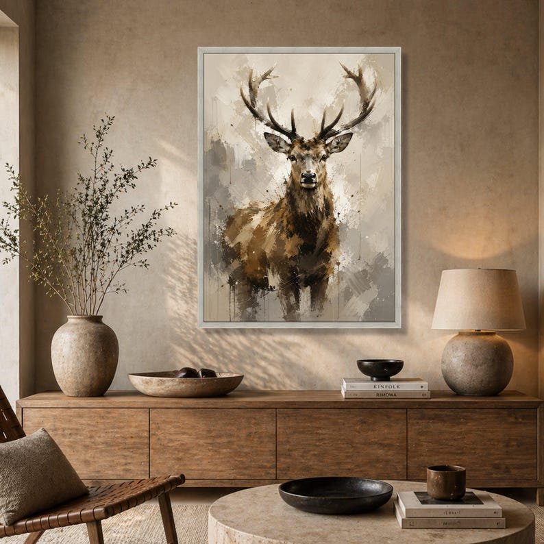 Majestic Deer Portrait Canvas, Rustic Wildlife Nature Wall Art - Etsy
