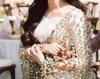 Wedding Wear Sheesha Tilla Dupatta | Foil Work Bridal Party Accessory