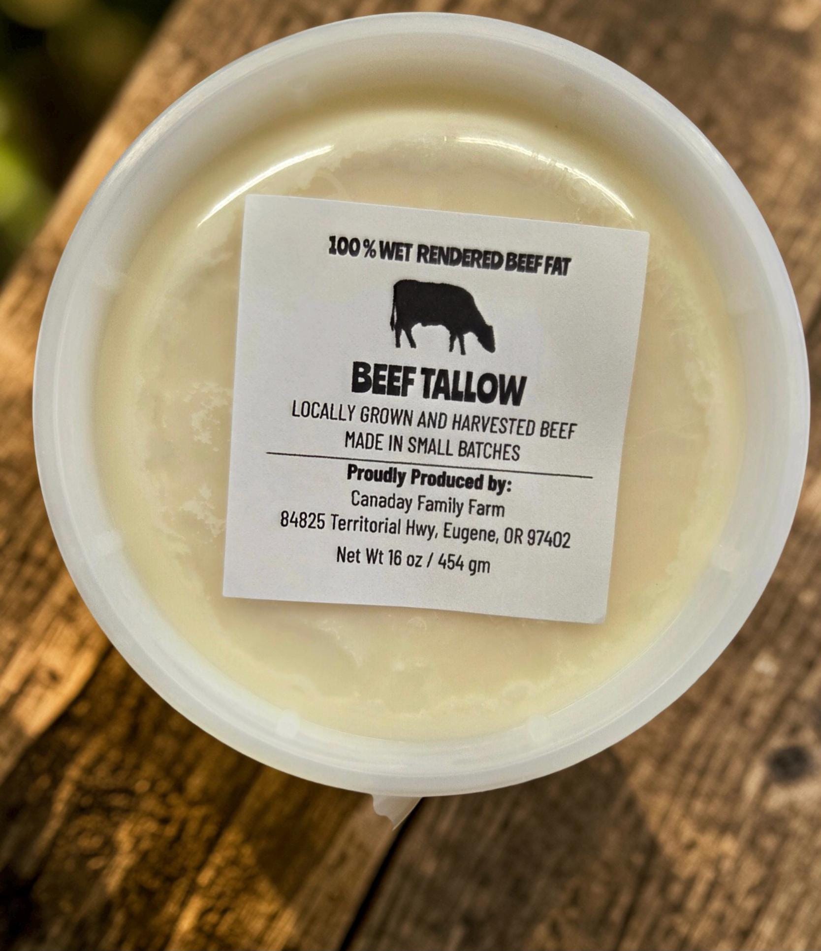 100% Grass Fed Beef Tallow 16 oz resealable tub
