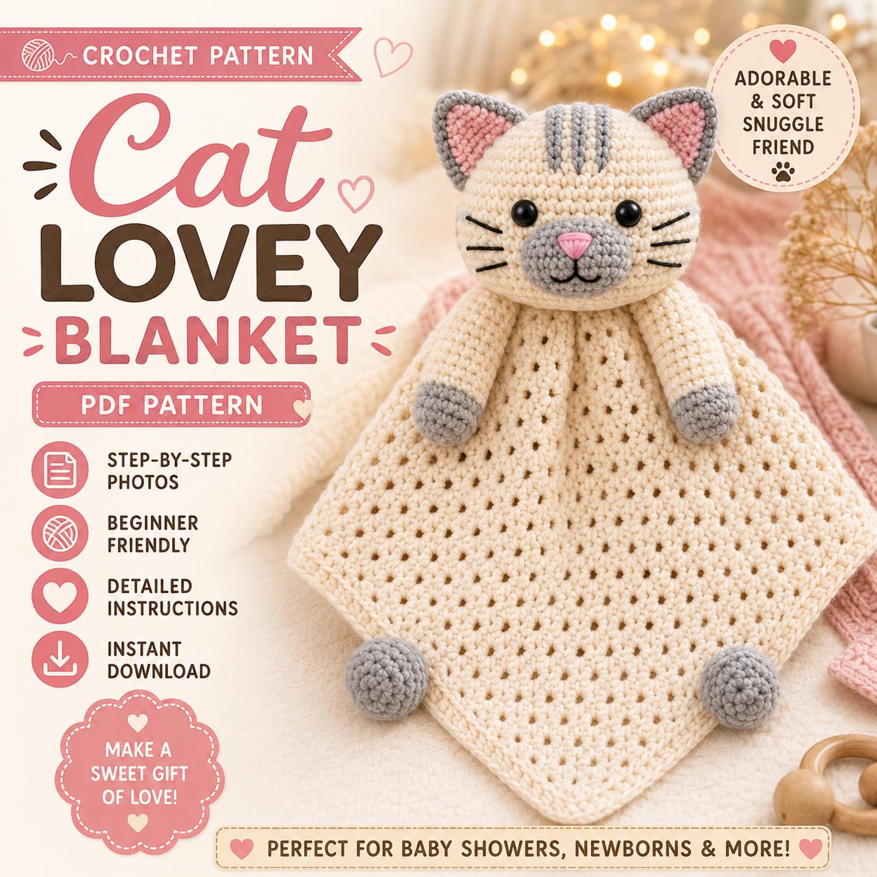 36 Cat Blanket Crochet Patterns: Cozy, Graphic, and Granny-Square Designs 26 Crochet Cat Lovey Blanket