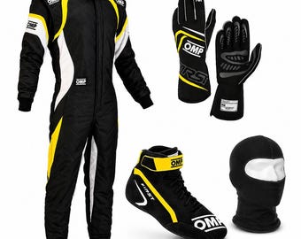 Tuta da gara OMP + scarpe + guanti con passamontagna in omaggio / Omologazione CIK/FIA Livello 2