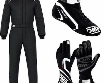 Macacão de corrida Omp + Sapatos + Luvas com Balaclava Grátis | Homologado pela CIK/FIA Nível 2