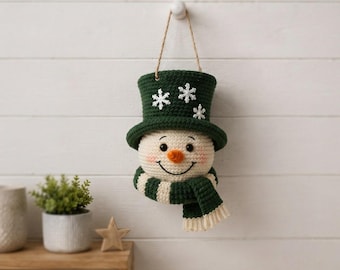 Crochet Snowman Wall Hanging Pattern PDF, Christmas Door Decor, Amigurumi Snowman PDF, Winter Holiday Crochet Pattern, Handmade Decor