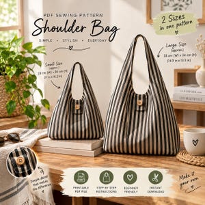 Schnittmuster für eine lässige Hobo-Tasche (PDF), Midnight Hobo Bag, Hobo-Schultertasche (Schnittmuster in Englisch), Sofort-Download