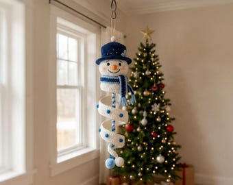 Crochet Spinning Snowman Pattern PDF, Christmas Amigurumi Ornament, Twister Snowman Crochet Tutorial, Hanging Holiday Decor,Instant Download