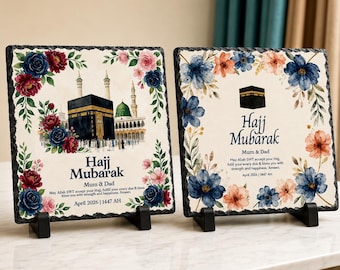 Personalised Hajj & Umrah Mubarak Rock Slate Islamic Gift