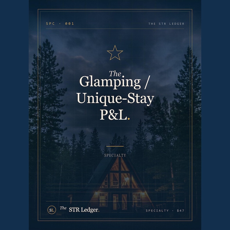 Glamping P&L Spreadsheet — Yurt + Tiny Home + A-Frame + Treehouse Profitability Tracker — Off-Grid Excel image 1