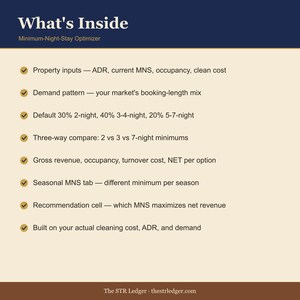 STR Minimum Night Stay Optimizer – Net Revenue Calculator for Airbnb Hosts (Excel) image 2