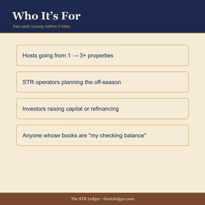 12-Month Cash Flow Forecaster for Airbnb Hosts — STR Portfolio Cash Runway Spreadsheet — Excel + Sheets image 3