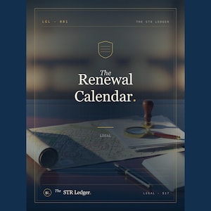 STR License Renewal Calendar — Airbnb Permit Tracker — Vacation Rental Compliance Spreadsheet — Excel image 1