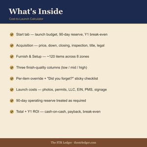STR Startup Budget Spreadsheet – Cost to Launch Calculator (Excel) Bild 2