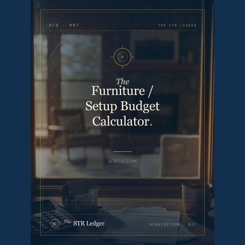 Hoja de cálculo para presupuesto de muebles de Airbnb — Calculadora de costos de configuración para alquileres vacacionales — Lista de compras habitación por habitación — Excel imagen 1