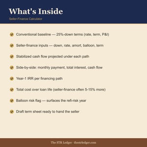 Seller Finance Offer Calculator for Airbnb Investors — Owner Financing Spreadsheet + Term Sheet — Excel image 2