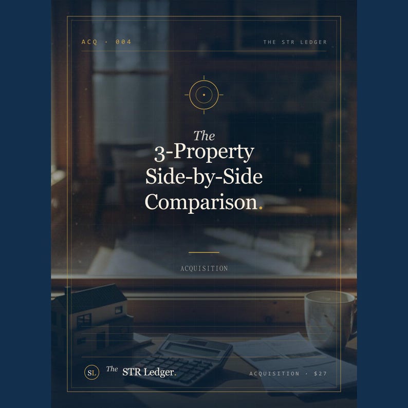 3-Property Side-by-Side STR Deal Comparison Spreadsheet — Airbnb Underwriting Calculator — Excel + Google Sheets image 1