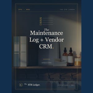 Registro de mantenimiento de Airbnb + CRM de proveedores — Rastreador de reparaciones de alquileres vacacionales + Lista de contactos de fontaneros y técnicos de climatización — Excel + Hojas de cálculo