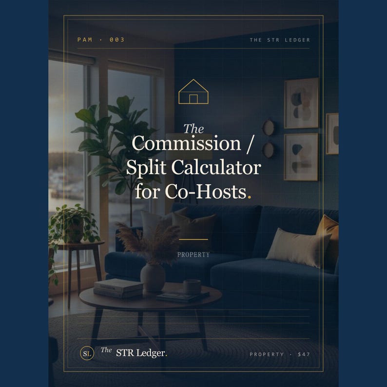 Co-Host Commission Calculator Spreadsheet — Airbnb Property Manager Split + 1099 NEC Tool — Excel image 1