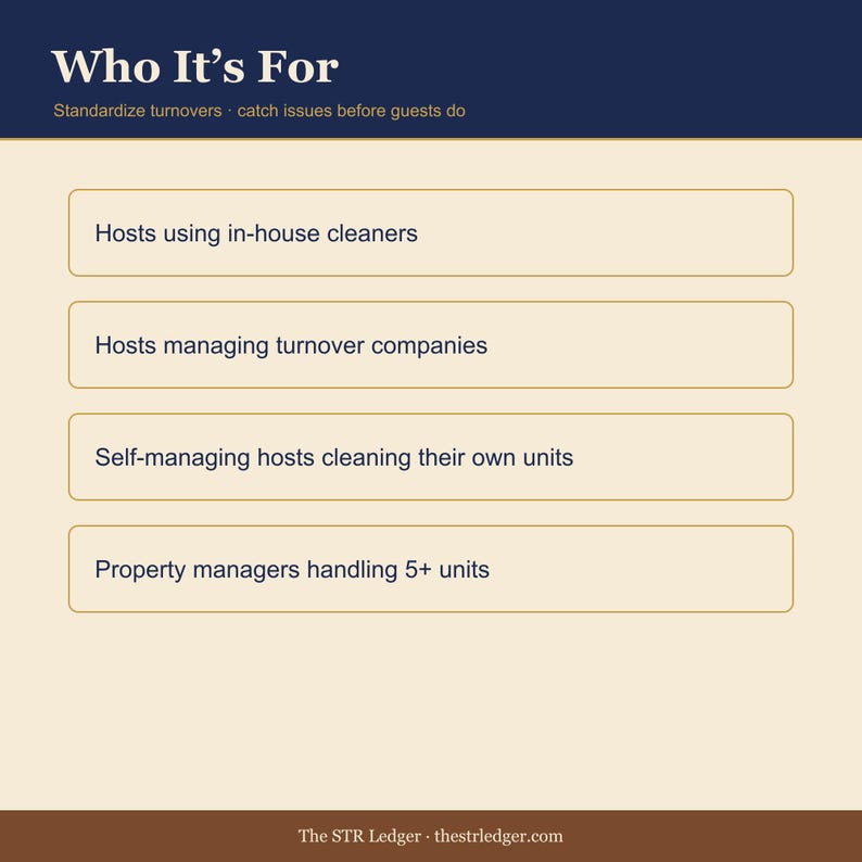 STR Host Turnover Checklist & Scorecard – Excel + PDF Cleaning Tracker image 3
