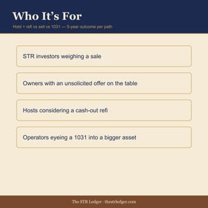 STR Refi-or-Sell Decision Matrix – Airbnb Hold vs Sell vs 1031 Exchange (Excel) image 3