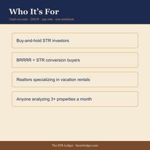 Vacation Rental Deal Analyzer — Excel Underwriting Calculator (Cash on Cash, DSCR) image 3