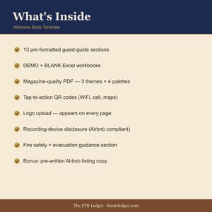 STR Host Welcome Book Template – Editable Excel + PDF Guest Guide (Instant Download) image 2