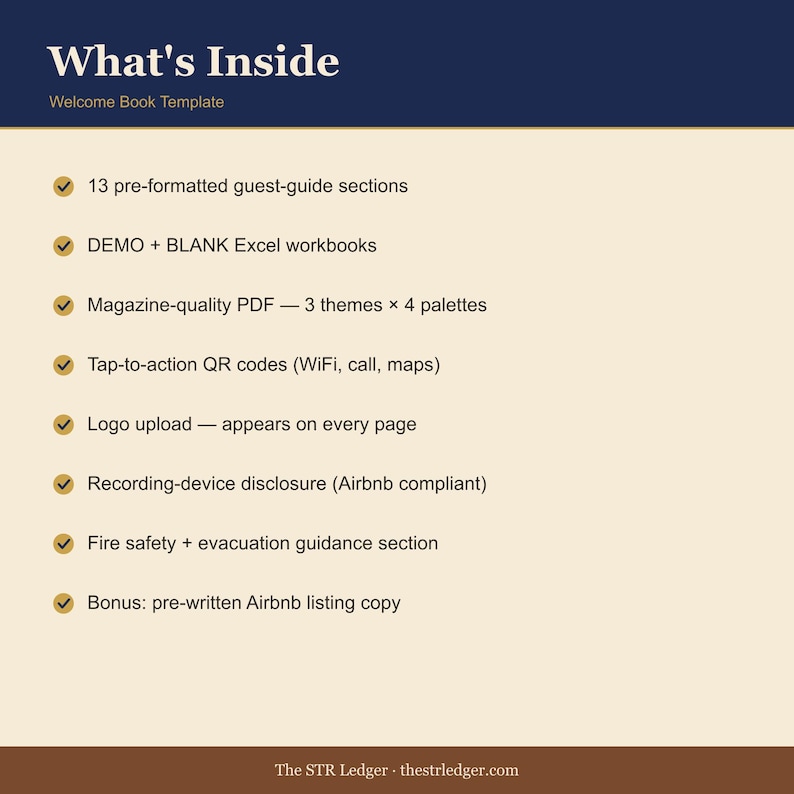 STR Host Welcome Book Template – Editable Excel + PDF Guest Guide (Instant Download) image 2