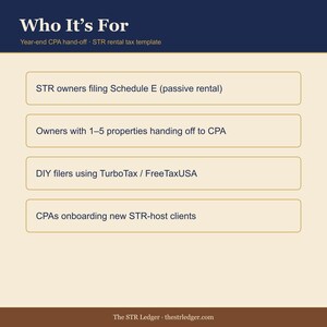 Schedule E Workbook for Airbnb Hosts – CPA Tax Prep Template Excel imagem 3