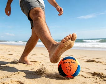 Pelota de fútbol Hacky Sack hecha a mano, pelota de malabares suave, pelota de kick sack, juguete para juegos de playa al aire libre, regalo deportivo retro de los 90, regalo para amantes del deporte
