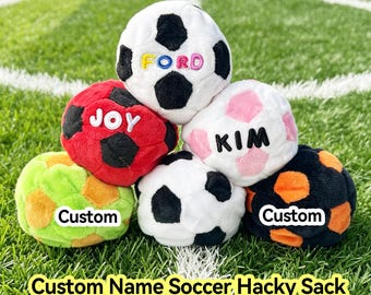 Custom Name Soccer Hacky Sack, Personalized Plush Footbag, Customizable Soft Kick Ball for Kids, Unique Gift for Soccer Lovers, Juggling Toy