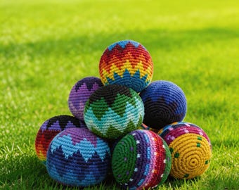 Handmade Crochet Footbag Hacky Sack, Colorful Knit Juggling Ball,Knitted Hacky Sack for Lawn Play & Outdoor Event,Sack Footbag