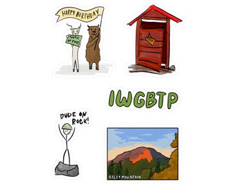 Philmont Vinyl Stickers | Baldy Mountain, Red Roof, IWGBTP, Happy Birthday Tooth of Time, Dude on Rock | Outdoor 3 inch Kiss-Cut Stickers