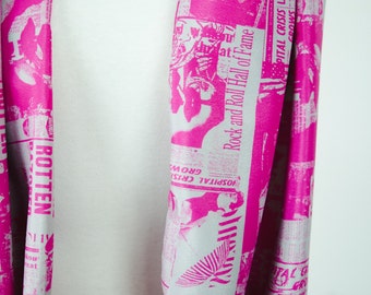 Pink Newspaper Print Summer Infinity Scarf Custom Catastrophes
