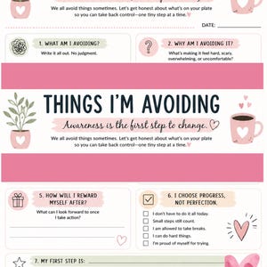 Things I'm Avoiding Worksheet | Procrastination Printable | Overwhelmed Mom Planner | Anxiety & ADHD Reflection | Mental Health
