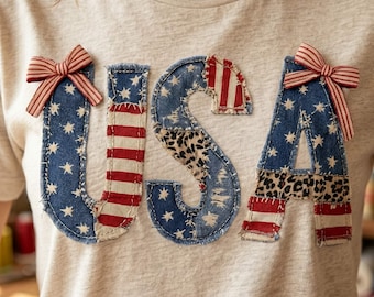 Faux patchwork du 4 juillet USA Png, USA Png, 4 juillet Png, drapeau américain Png, patchwork patriotique, drapeau des USA Png, téléchargement numérique