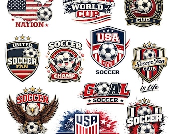 USA World Cup 2026 PNG Bundle, Patriotic USA Soccer Graphic, Football Fan Shirt Design, Logo Style Png, 11 Sticker Designs, Usa Png Bundle
