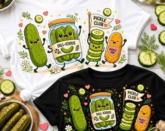Happy Pickle Doodle PNG, Pickle Club PNG, Kawaii Pickle Characters Sublimation, Funny Pickle Lover Shirt DTF, Pickle Fan Png