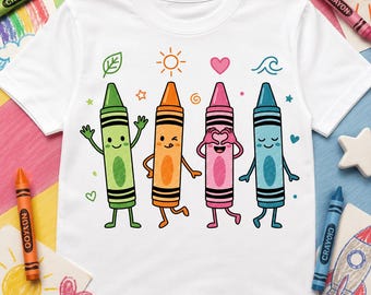 Retour à l'école PNG, fournitures scolaires mignonnes PNG, conception de chemise de professeur, conception de sublimation de crayons de couleur, fournitures scolaires Kawaii DFT, maternelle Png