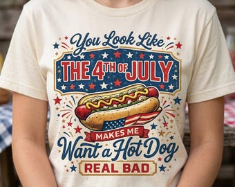You Look Like the 4th of July PNG, Funny Hot Dog Sublimation Design, Retro 4th of July Shirt PNG, Vintage Americana Funny PNG